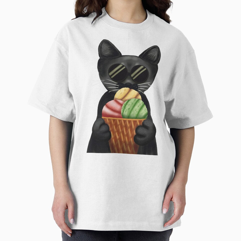 Whimsigoth Black Cat Ice Cream | Spooky Cute Café Aesthetic by More Prussian Blue