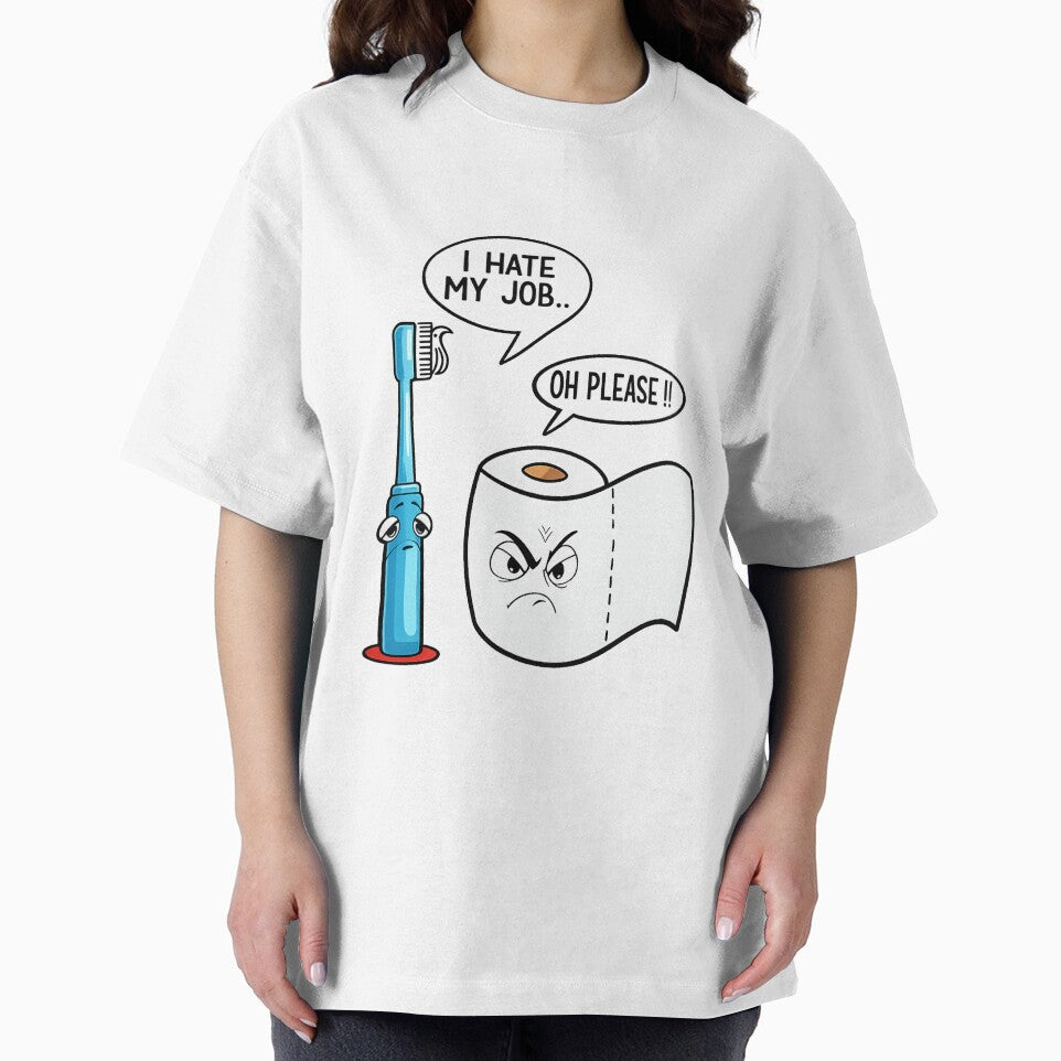 Funny Toothbrush and Toilet Paper Joke Design | Bathroom Humor Cartoon Graphic by GarnerSupplyCo
