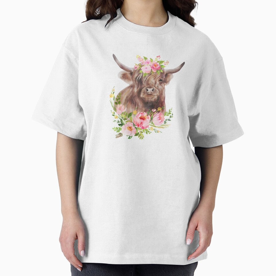 Highland cow with flowers by Sixtinebzh