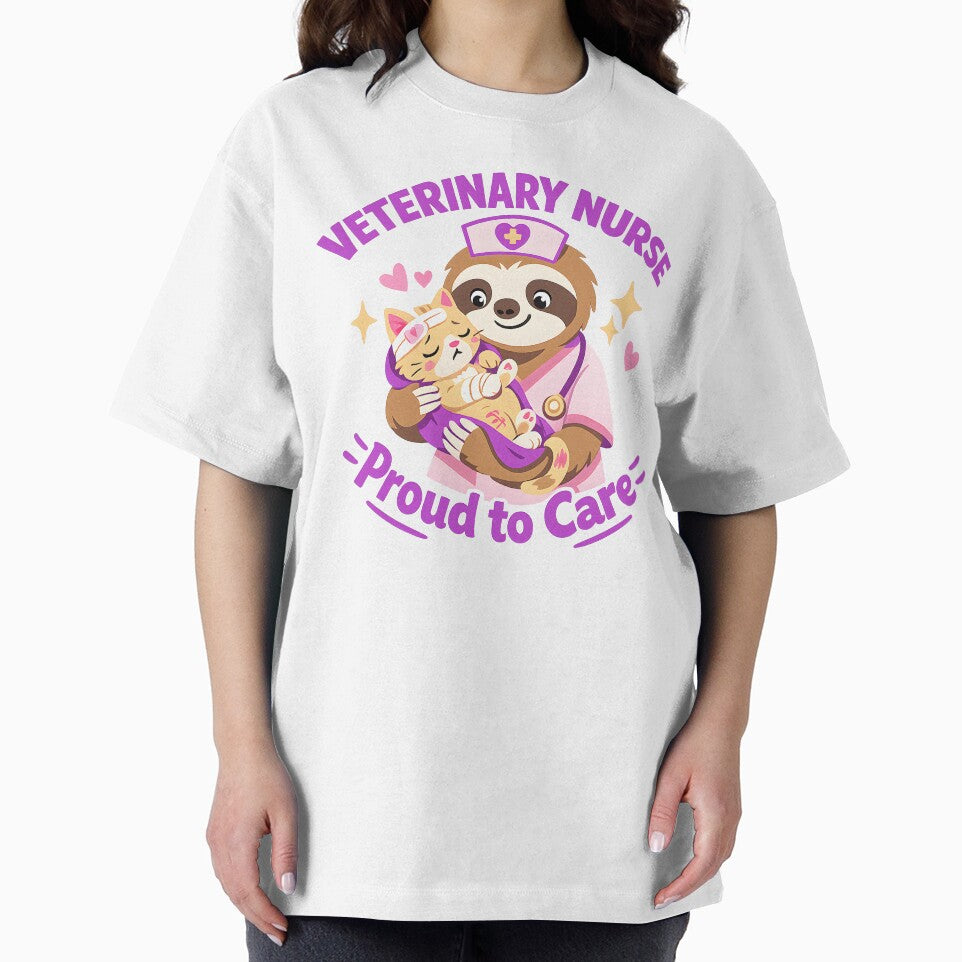 Veterinary Nurse Proud to Care Cute Sloth Vet Tech Animal Lover Design by ClinicalHubs