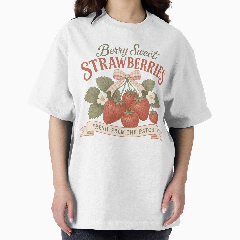 Vintage Strawberry Fruit Cottagecore Summer Design by Retro Moon Studio