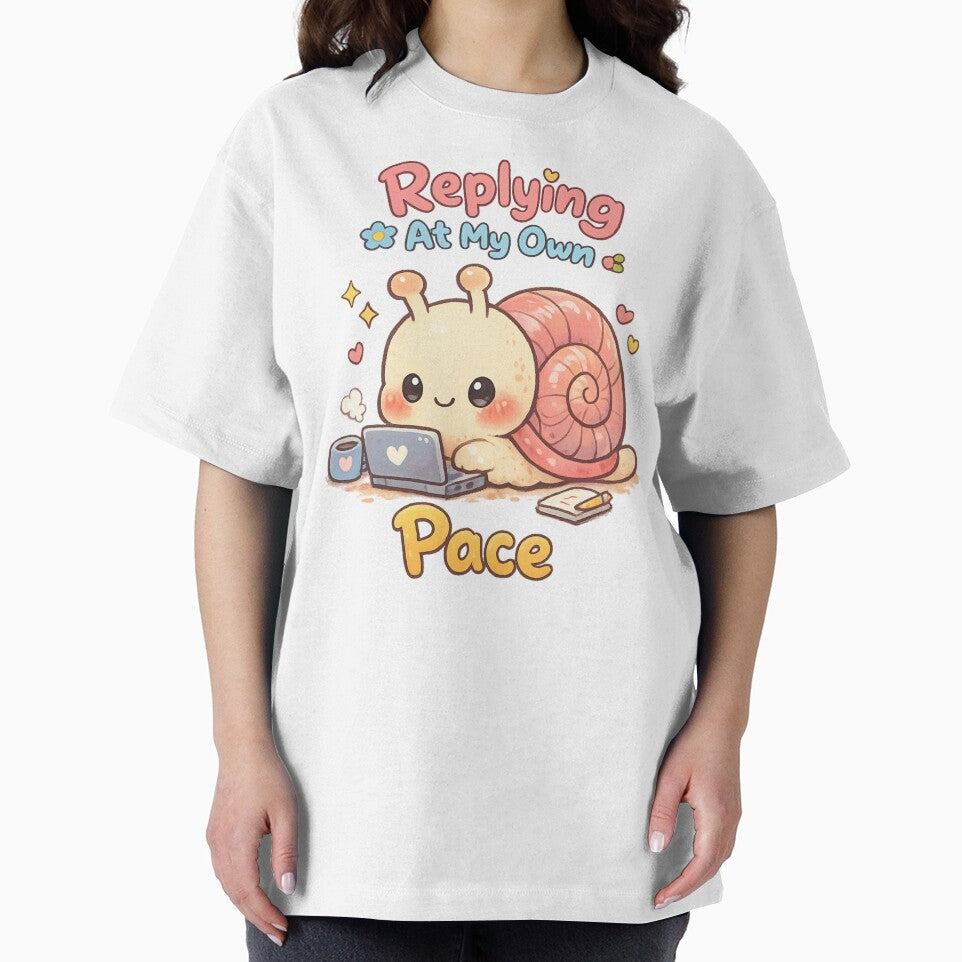 Cute Snail Working From Home | Kawaii Slow Productivity Laptop Art by PopCulturePixel