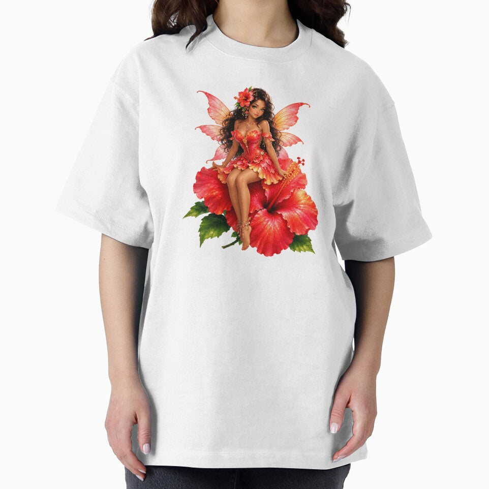 Hibiscus Fairy, Tropical Flower Fairy Sitting on Giant Hibiscus Blossom Vibrant Fantasy Art Sticker by RoPrincess