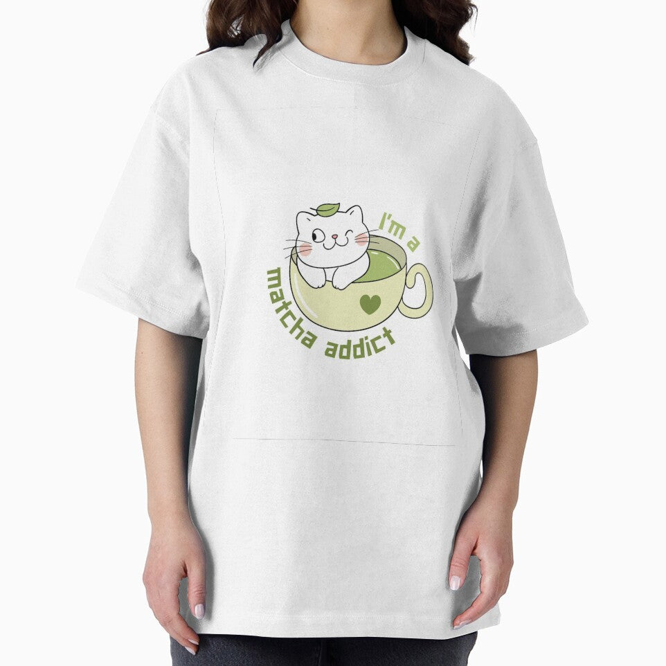 Cute Matcha Cat Addict Illustration by     Sela Art