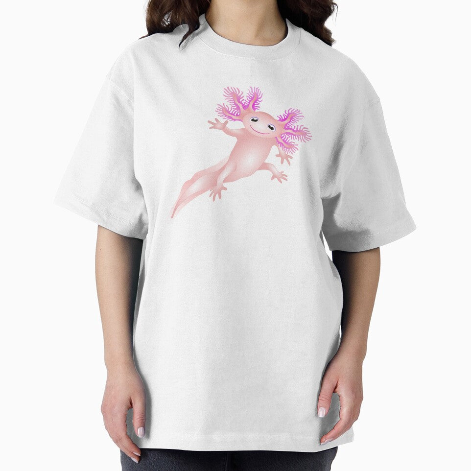 Pink Axolotl Floating And Waving by Adamo-illustration