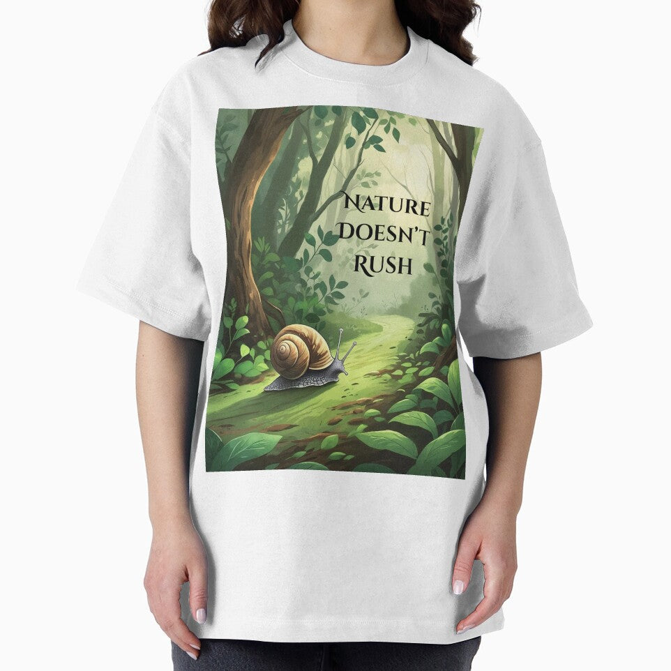 Slow Living Snail Art – “Nature Doesn’t Rush” Calm Forest Illustration by Deezyned