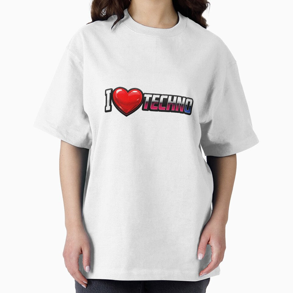 I Love Techno Text Electronic Music Lover Design by  ZenRave Designs