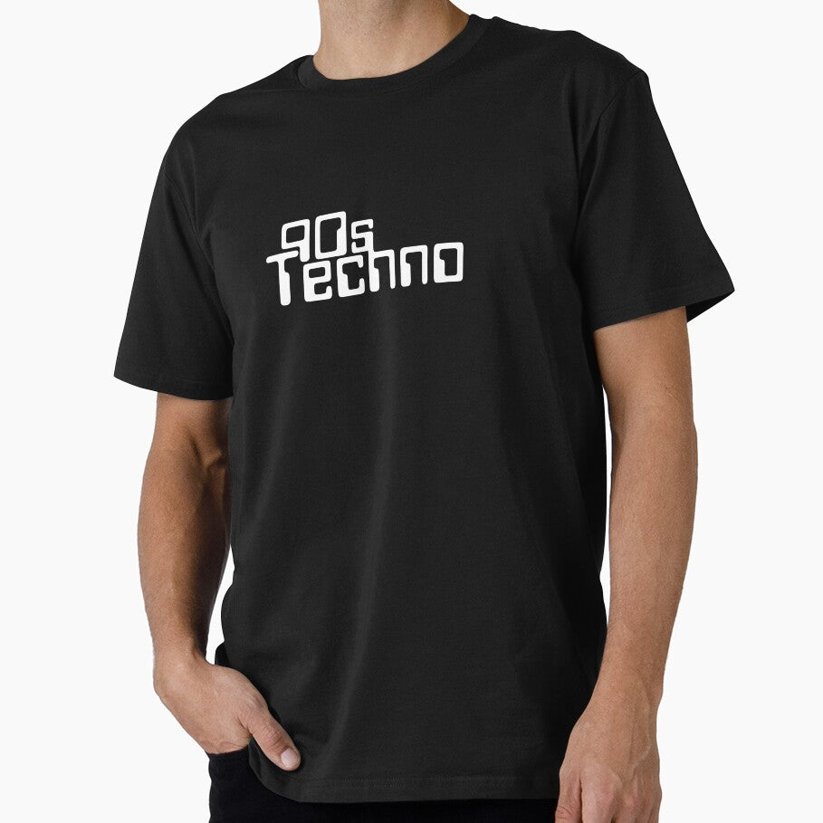 90s Techno Electronic Underground Music (White) by MusicMerchLab