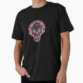 Peach Retro Sugar Skull with DJ Headphones by MusicMerchLab