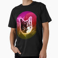 Cat Face Shirt Trippy Rave 80s Neon Disco Retro Kitten Tee by cgocgy
