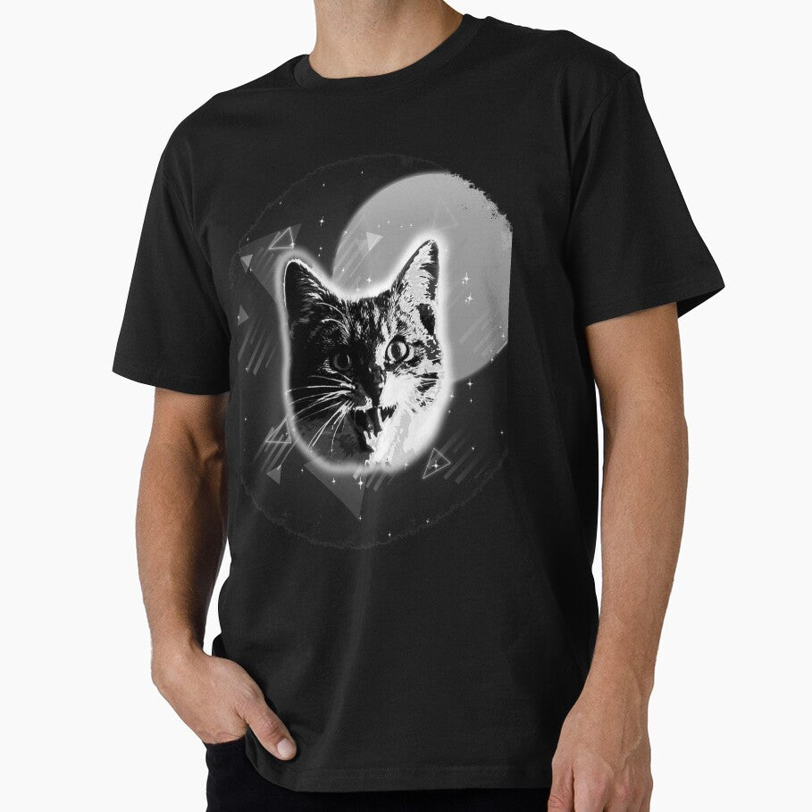 Cat Face Shirt Trippy Rave Disco Neon 80s Retro Kitten Tee by cgocgy