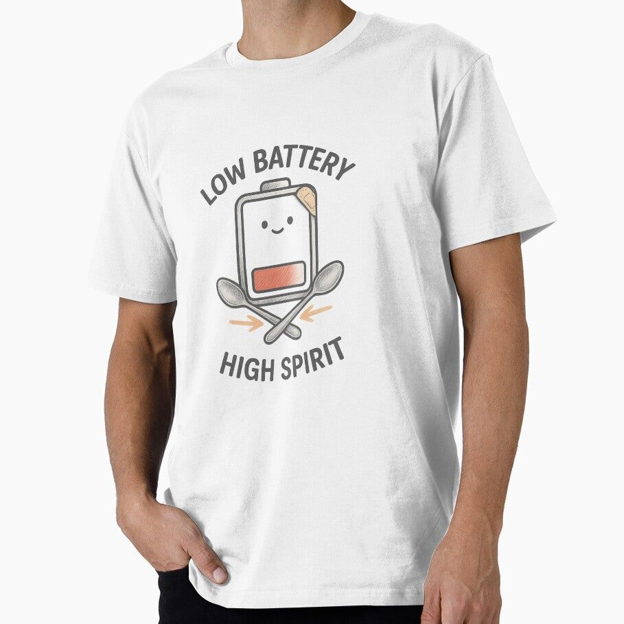 Low Battery, High Spirit – Cute Spoonie Disability Pride Design by The Long Pain