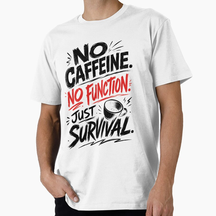 No Caffeine No Function Just Survival Funny Coffee Lover Typography Design by BCW