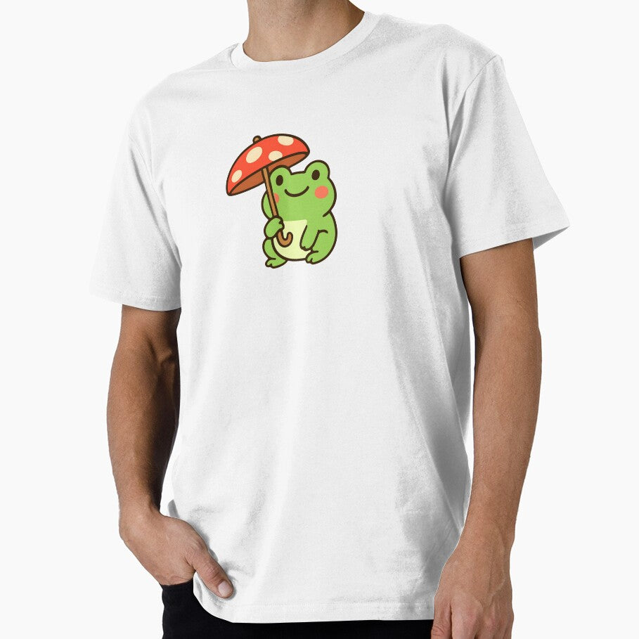 Cute Frog with Mushroom Umbrella Kawaii Cartoon by Glimsy