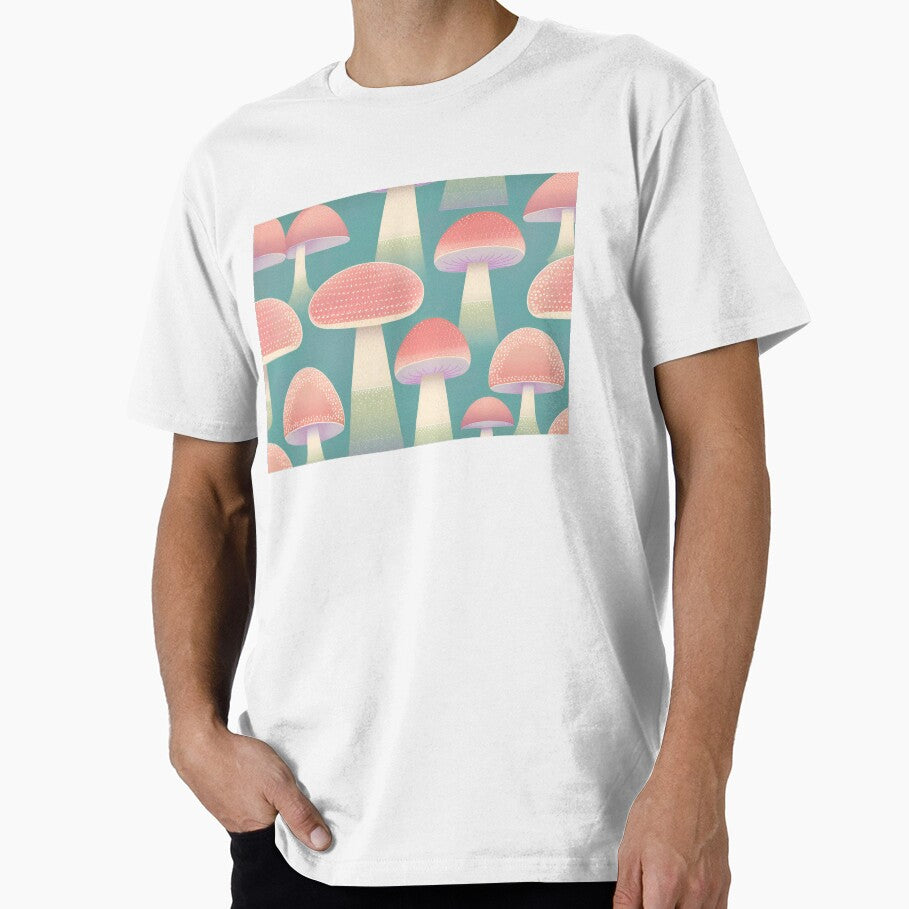 Whimsical Mushroom Pattern in Pastel Pink and Teal by matchakpop