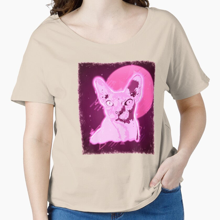 Hairless Cat Shirt Retro Rave Sphynx Cat T Shirt Neon Kitty by cgocgy