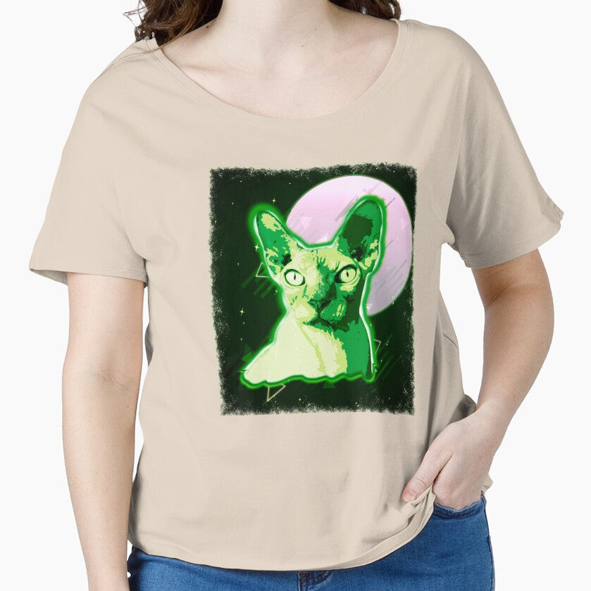 Hairless Cat Shirt Trippy Rave Sphynx Cat T Shirt Neon Kitty by cgocgy