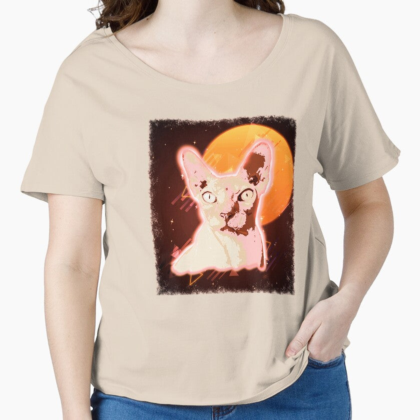 Hairless Cat Shirt 80s Rave Sphynx Cat T Shirt Neon Kitty by cgocgy