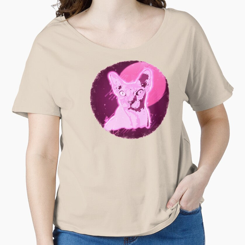 Sphynx Cat Shirt Vintage Rave Hairless Cat Tshirt Neon Kitty by cgocgy