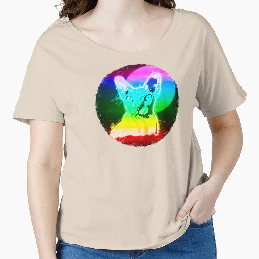 Sphynx Cat Shirt Rave Vintage Hairless Cat Tshirt Neon Kitty by cgocgy