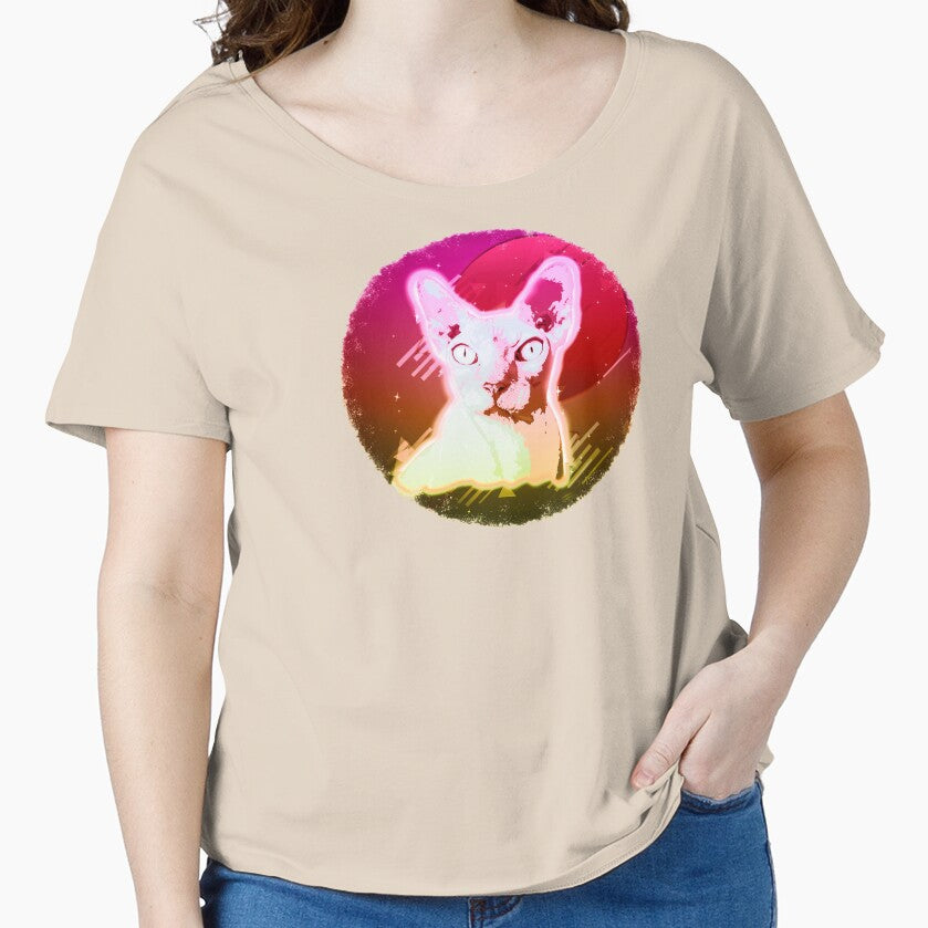 Sphynx Cat Shirt Retro Rave Hairless Cat T Shirt Neon Kitty by cgocgy