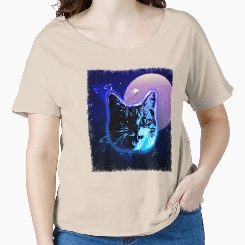 Crazy Cat Shirt Trippy Rave Neon 80s Disco Vintage Kitty Tee by cgocgy