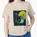 Cat Face Shirt Trippy Rave Disco 80s Neon Vintage Kitty Tee by cgocgy