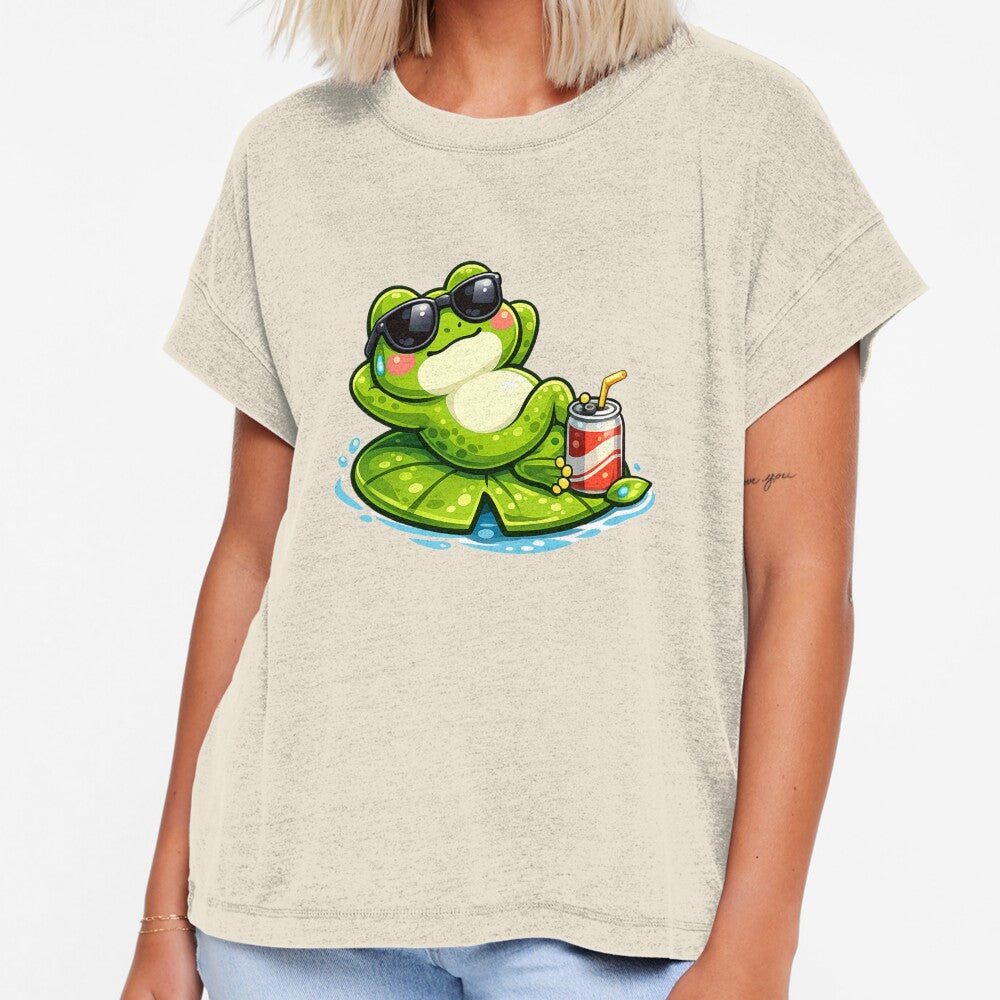 Frog relaxing on a water lily by FroggyOnly