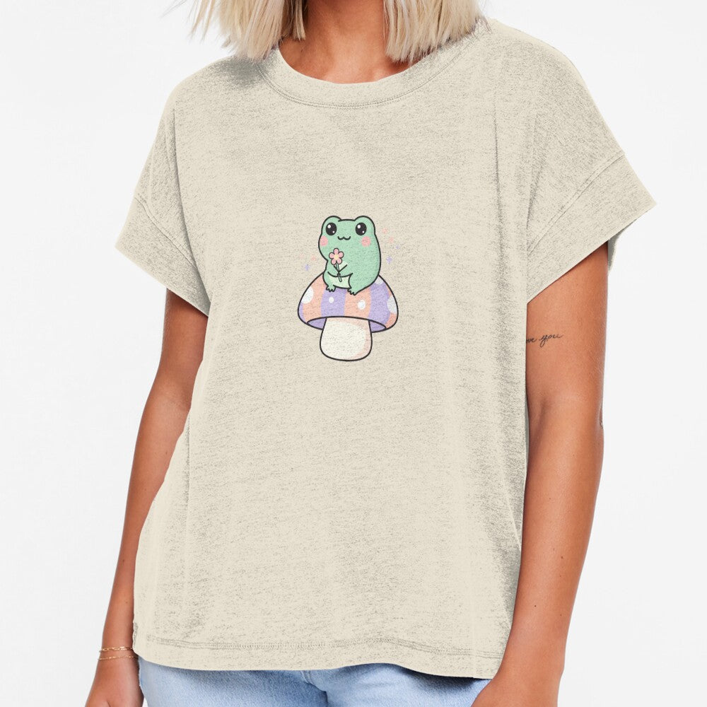 Pastel Kawaii Frog on Mushroom, Cute Frog Sticker by BloodMoonDesigns