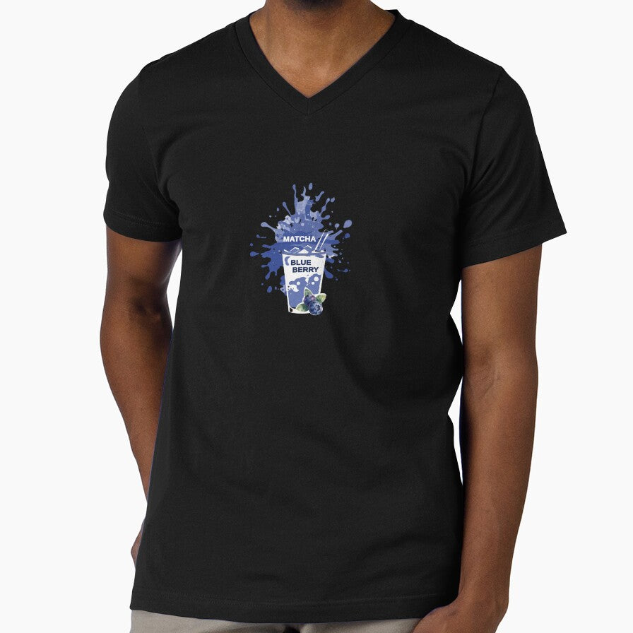 Blueberry Matcha Shirt | Blueberry Iced Matcha Latte Splash Art | Minimalist Tea Lover Gift by unique art and design