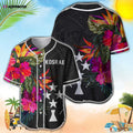 Stylish Kosrae Micronesian Hibiscus Baseball Jersey: Unique Design for Sports Enthusiasts - Aopprinter