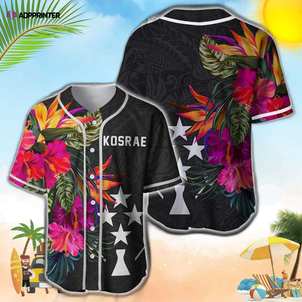 Stylish Kosrae Micronesian Hibiscus Baseball Jersey: Unique Design for Sports Enthusiasts - Aopprinter