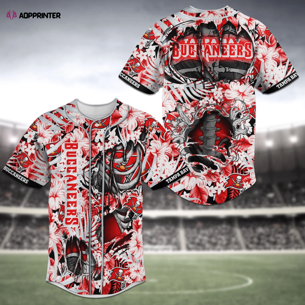 Tampa Bay Buccaneers Flower Skeleton Baseball Jersey Shirt - Aopprinter