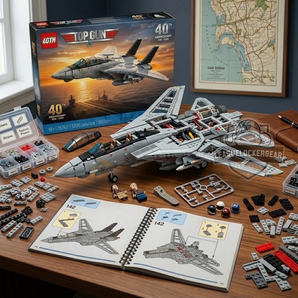 Gun 40th Anniversary 1986-2026 LEGO F-14 Tomcat Set – (Include Box)