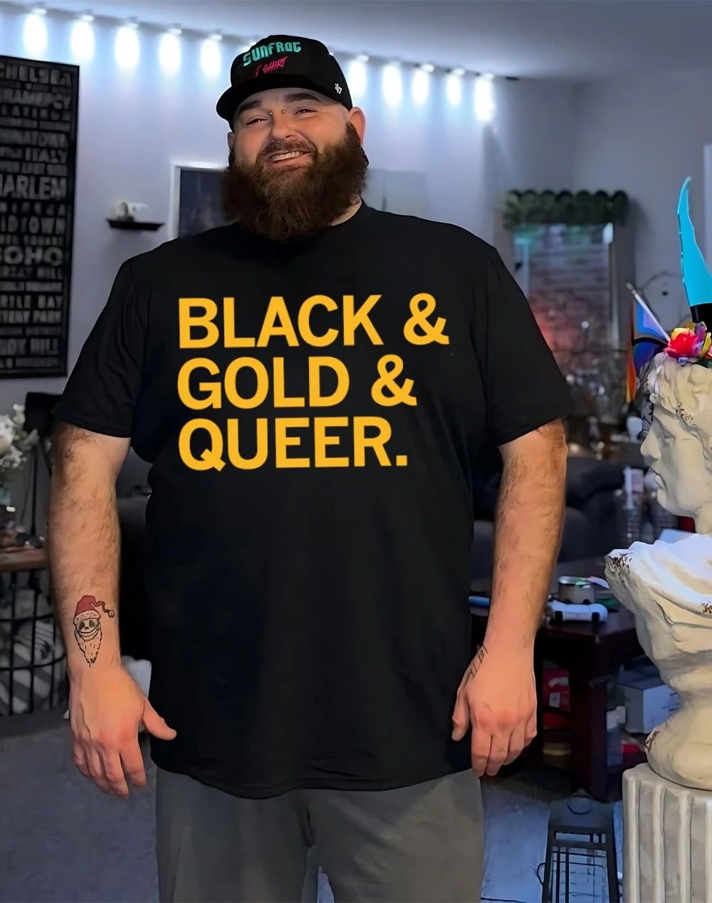 Black and gold and queer shirt