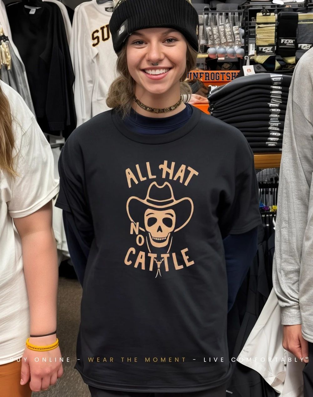 Cowboy skull all hat no cattle shirt
