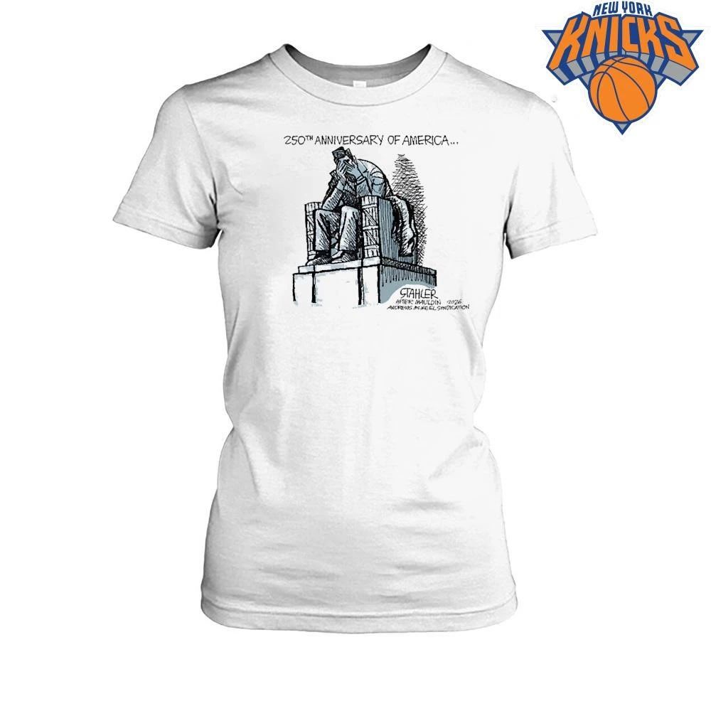 Happy 4th of July 250th Anniversary of America Crying Abraham Lincoln Statue Cartoon shirt