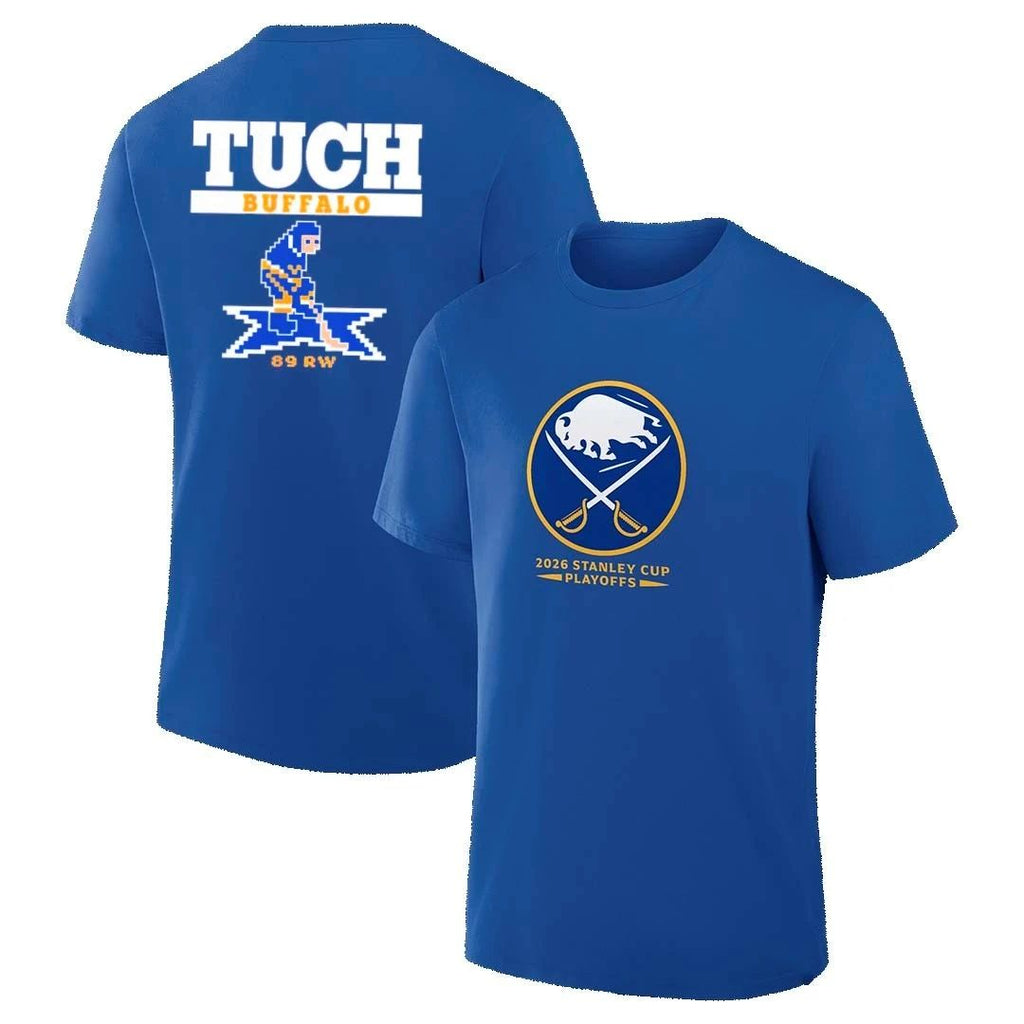 Alex Tuch retro game Buffalo Sabres front and back shirt