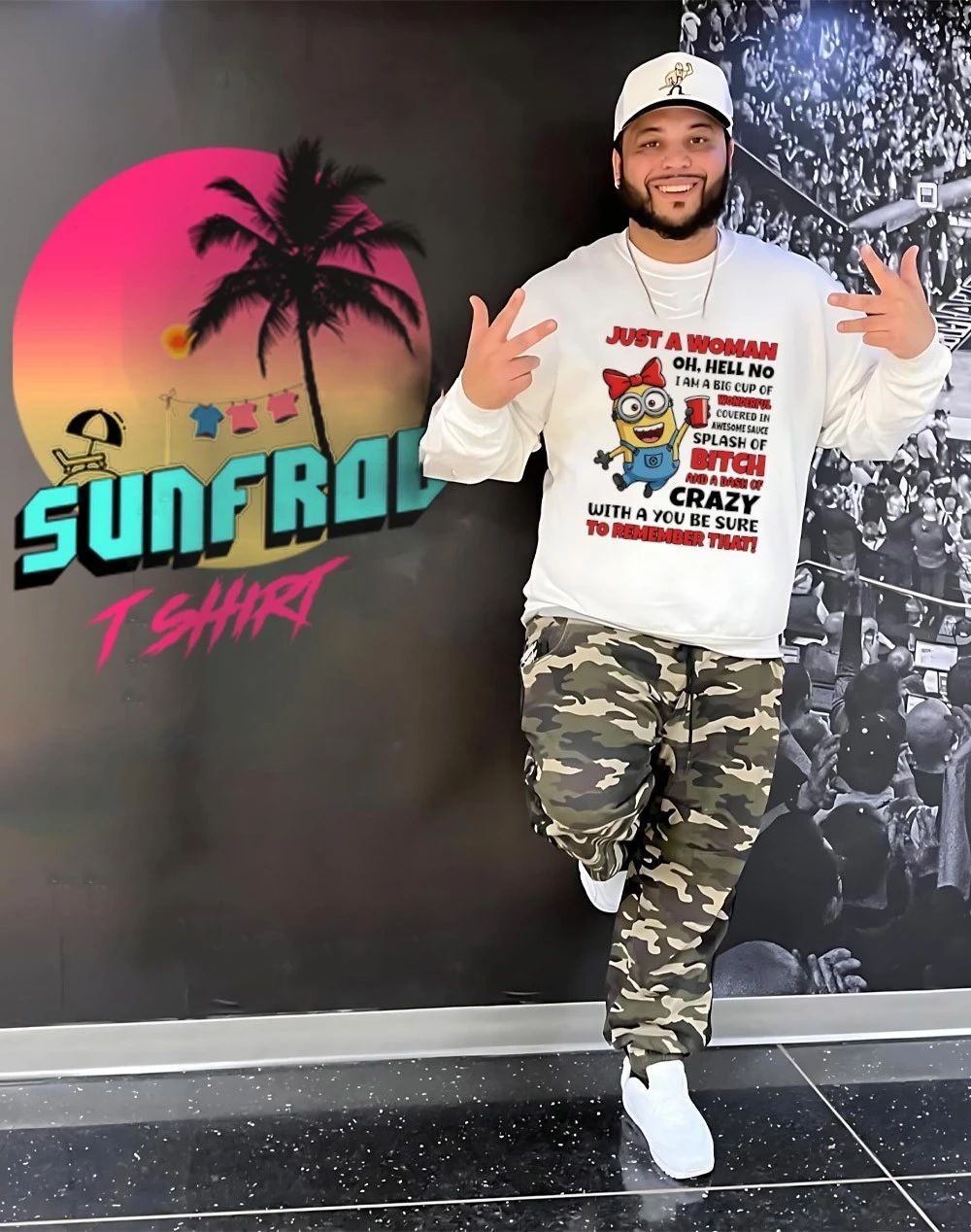 Just a woman oh hell no I am a big cup of wonderful covered in awesome sauce Minion shirt