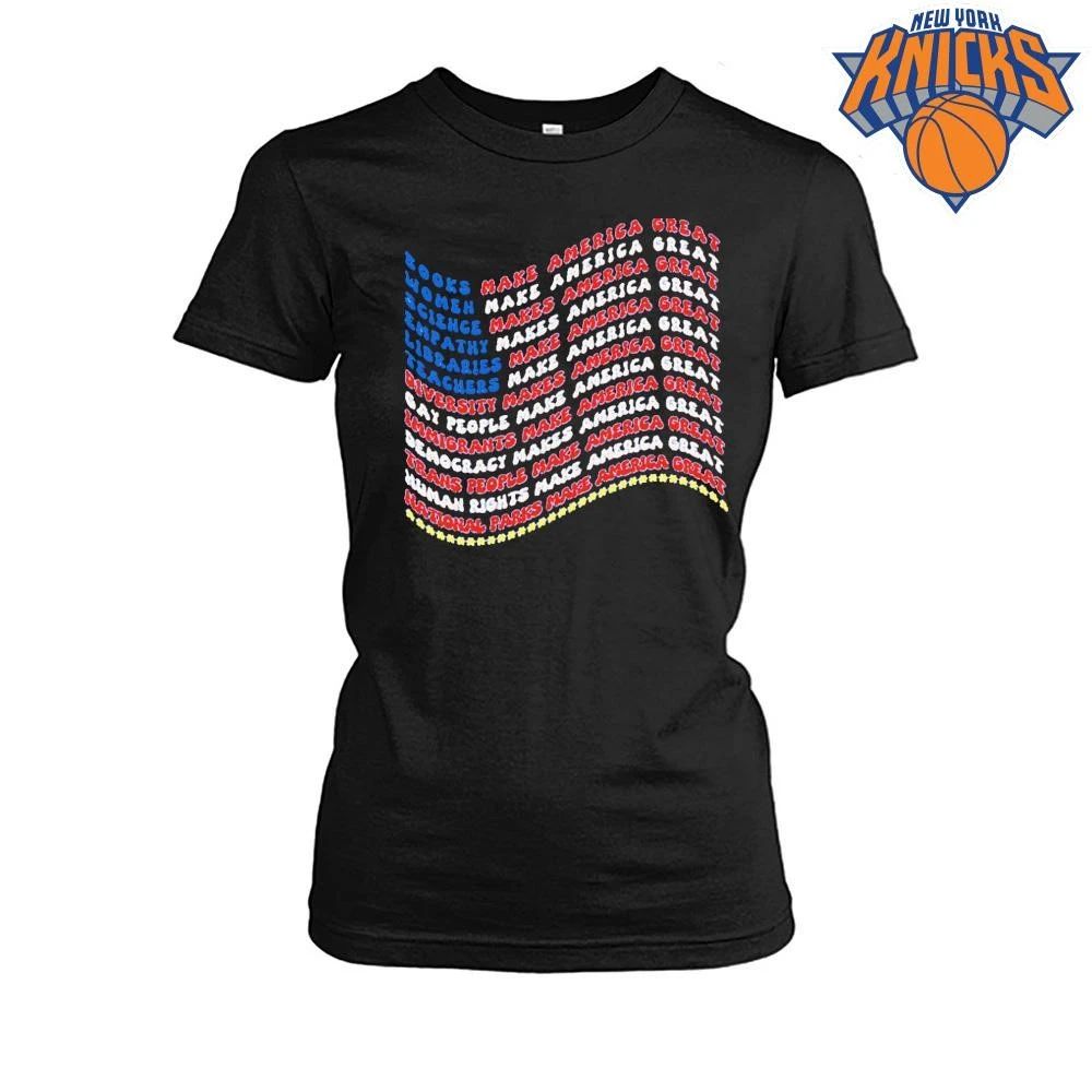 Books Women Science Empathy Diversity Make America Great Liberal Wavy Text Retro shirt