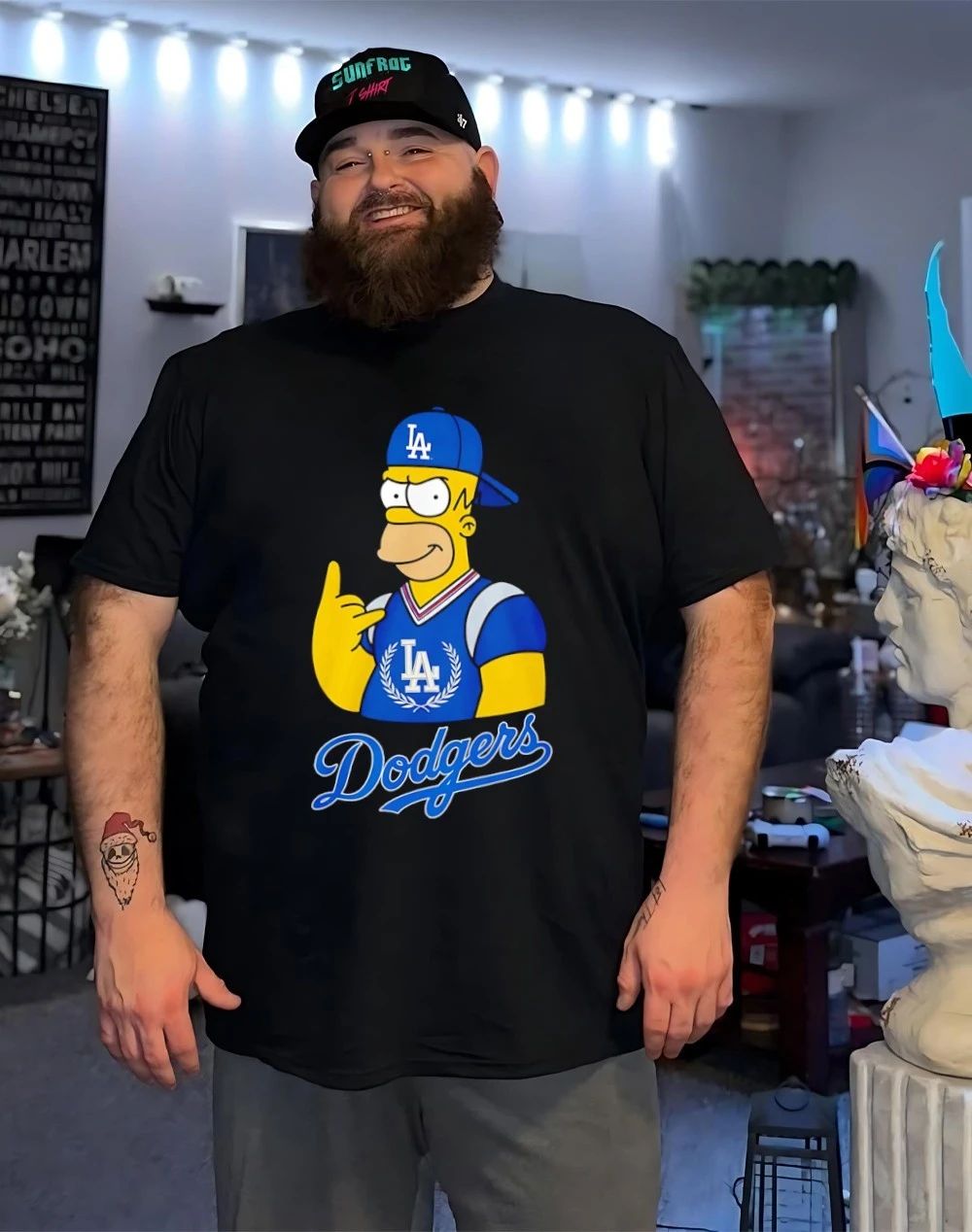 The Simpsons x Los Angeles Dodgers player rock hand shirt