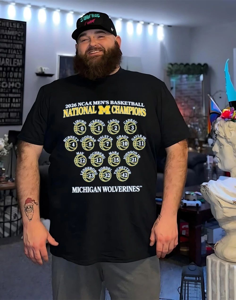 Michigan Wolverines 2026 Men’s Basketball National Champions basketball number and name shirt