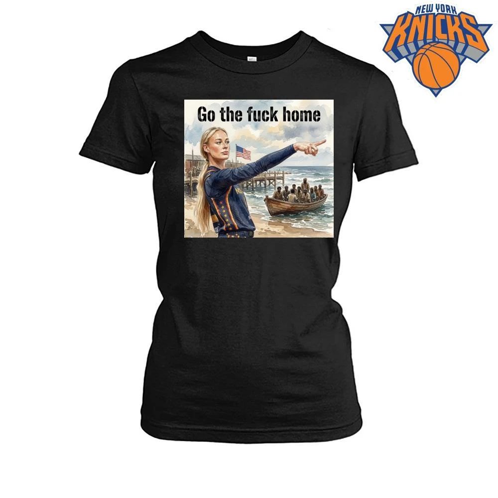 Go The Fuck Home Vintage Watercolor American Flag Coastal Wave Shirt
