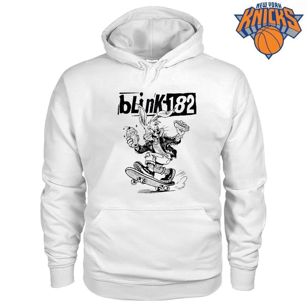 Blink 182 Punk Rock Rabbit Skateboarding Eating Hotdog Shake Retro Shirt