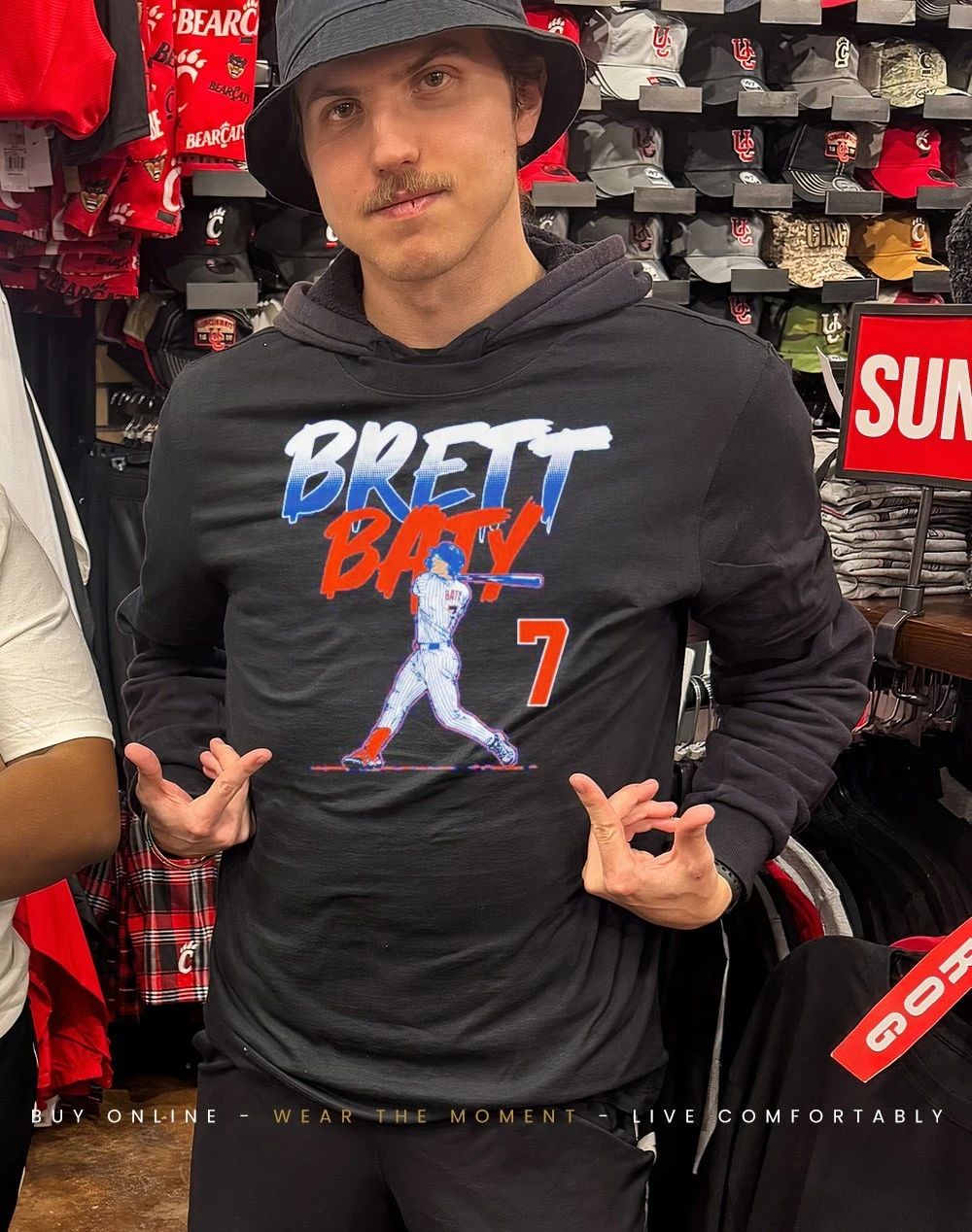 New York Mets Brett Baty slugger swing front and back shirt