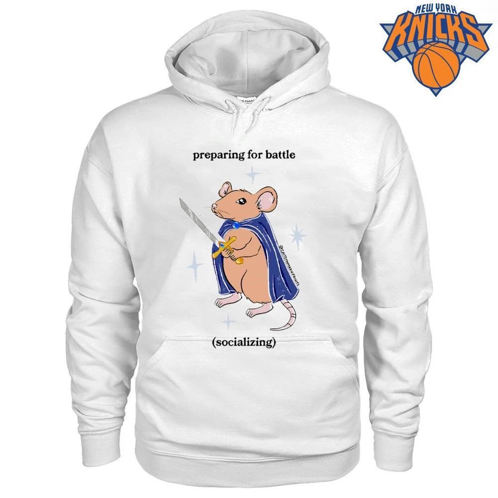 Funny Preparing For Battle Socializing Mouse Fantasy Medieval Humor T Shirt