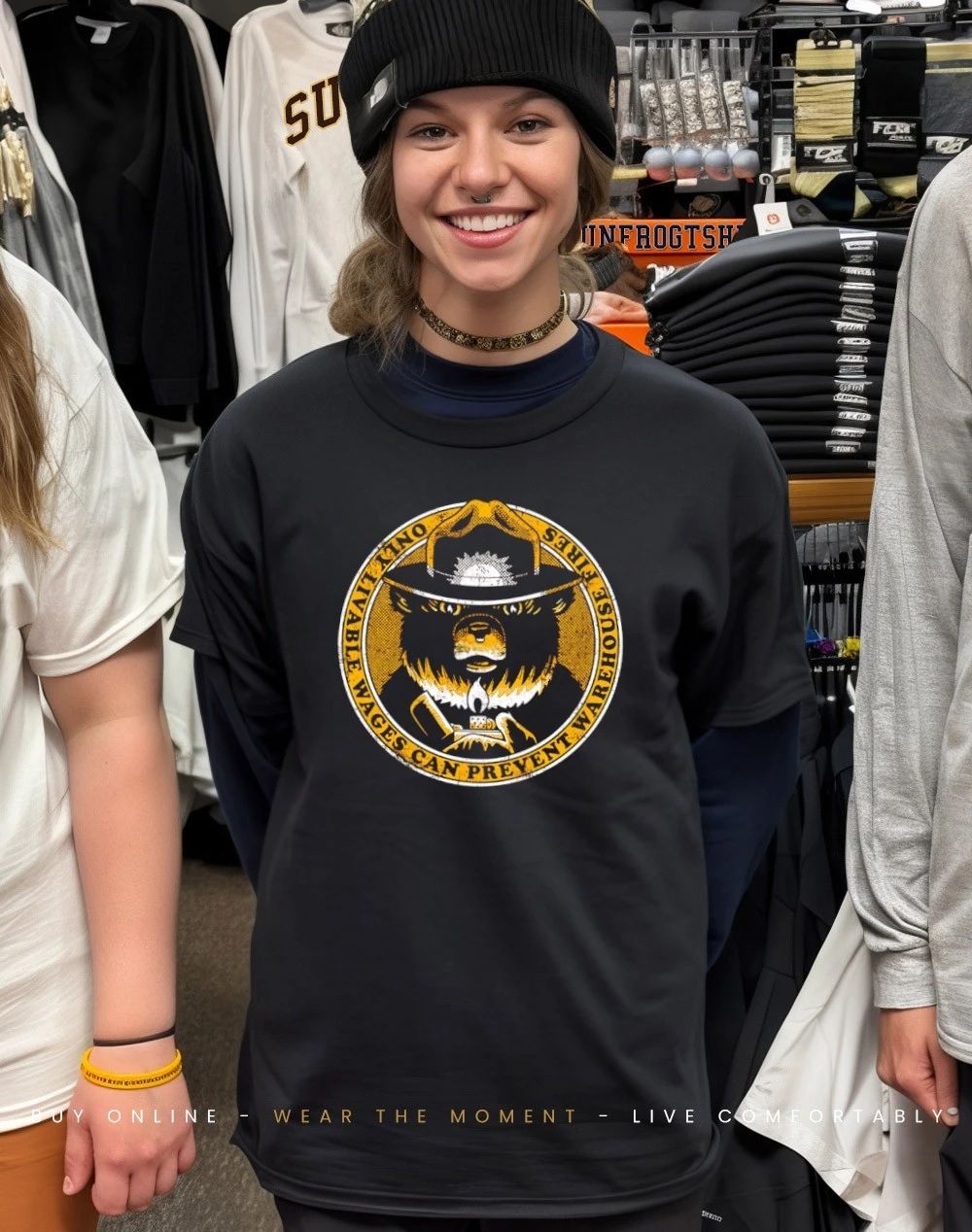 Only livable wages can prevent warehouse fires Smoke Bear shirt