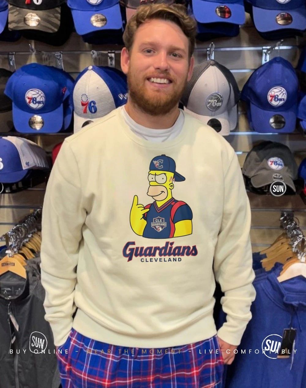 The Simpsons x Cleveland Guardians player rock hand shirt