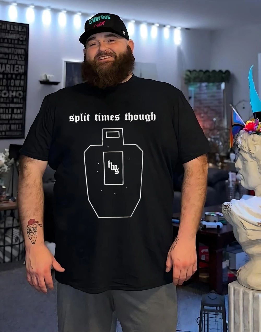 Split times though shirt