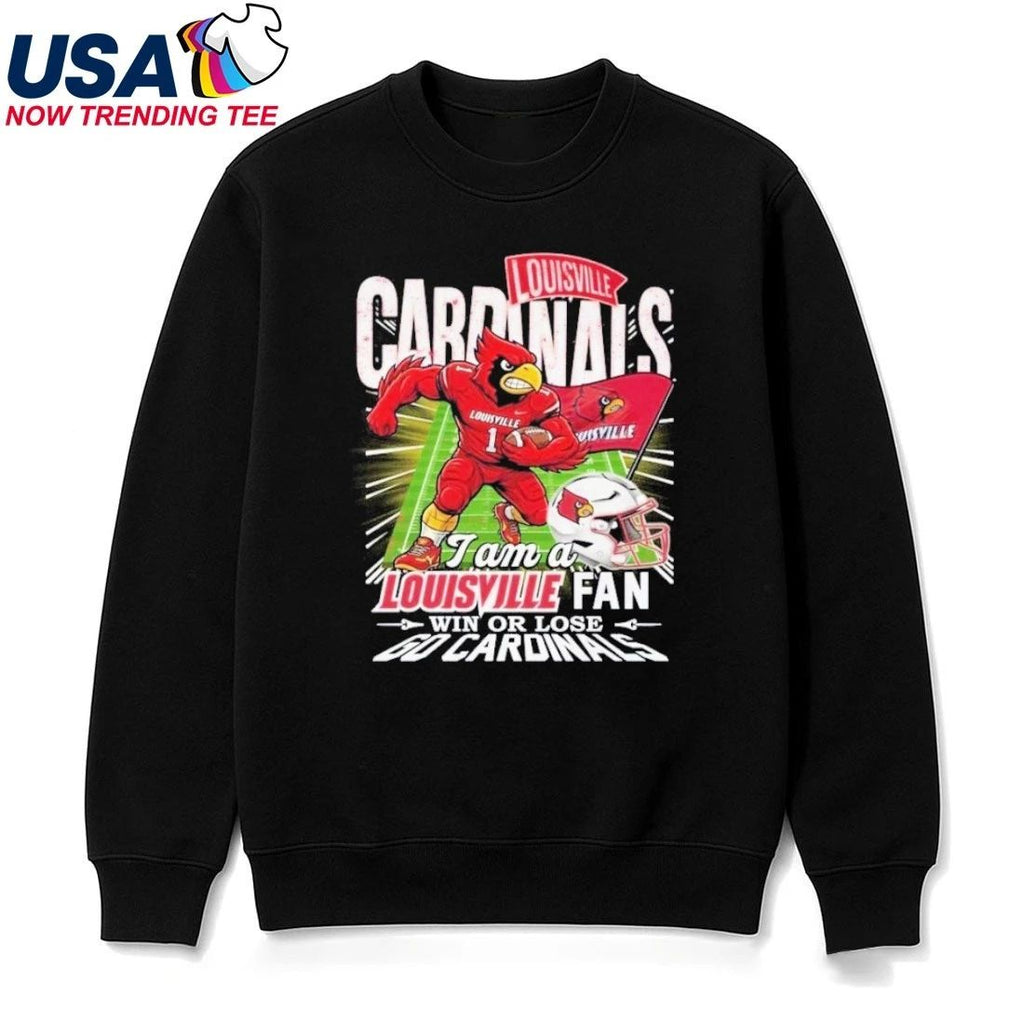 I Am A Louisville Cardinals Fans Win or Lose Go Cardinals 2025 Mascot Shirt